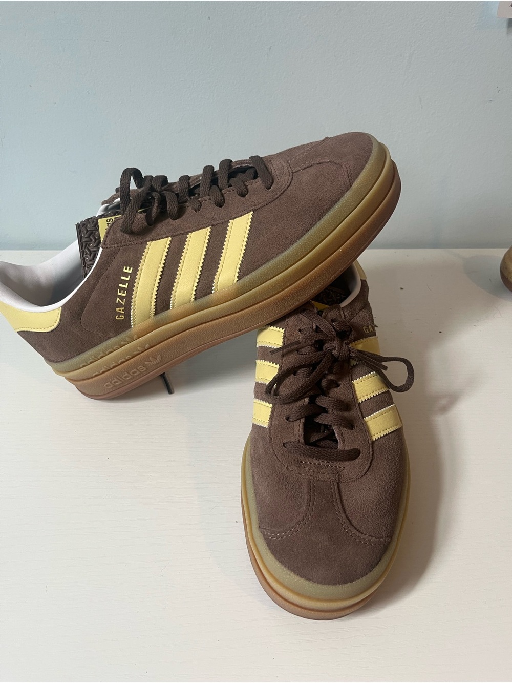 adidas Gazelle Men’s Brown Suede Sneakers with Yellow Stripes